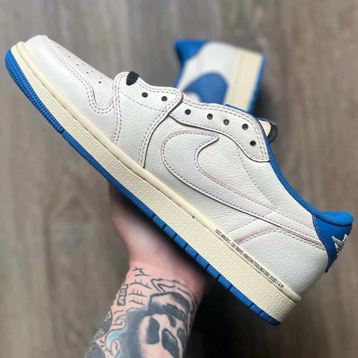 Travis Scott Fragment Air Jordan 1 Low Blue Swoosh