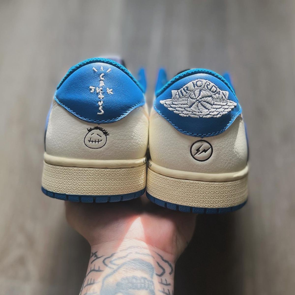 Travis Scott Fragment Air Jordan 1 Low Blue Swoosh