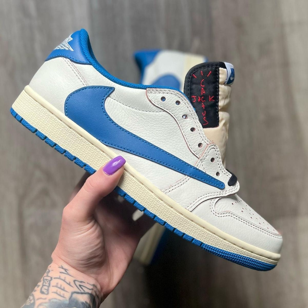Travis Scott Fragment Air Jordan 1 Low Blue Swoosh